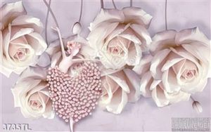 Tranh 3D hoa hồng và vũ nữ trang trí tường đẹp