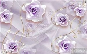 Tranh lụa 3D hoa hồng tím trang trí phòng ngủ đẹp