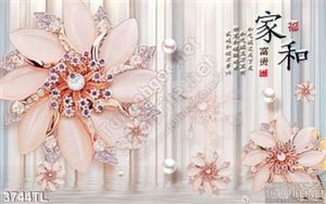 Tranh 3D hoa ngọc thư pháp trang trí tường đẹp