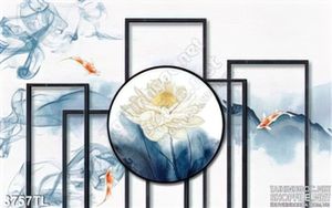 Tranh hoa sen và cá chép nghệ thuật đẹp