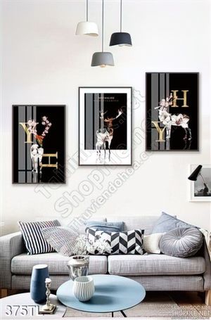 Tranh lụa 3D hươu nai nghệ thuật đẹp