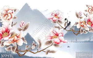 Tranh 3D hoa mẫu đơn nghệ thuật trang trí tường