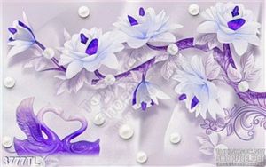 Tranh lụa 3D hoa và chim thiên nga giả ngọc đẹp nhất