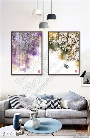 Tranh lụa 3D hoa trang trí phòng khách