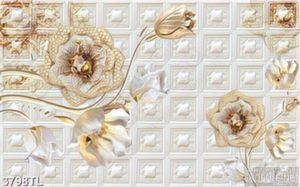 Tranh decor 3D đẹp hoa hồng vàng