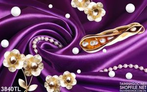 Tranh hoa lụa tím vàng nghệ thuật
