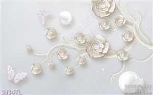 Tranh  lụa đẹp ngọc trai và hoa 6D