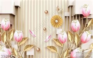 Tranh lụa hoa tulip hồng
