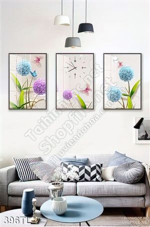 Tranh lụa 3D hoa tú cầu trang trí đẹp