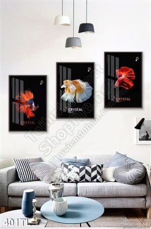 Tranh lụa 3D cá nghệ thuật treo tường