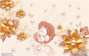 Tranh 3D ngọc trai và hoa vàng