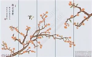 Tranh hoa mai xuân và chữ thư pháp