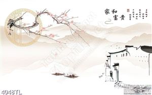 Tranh màu nước cành đào in uv