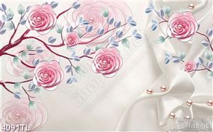 Tranh lụa cành hồng đẹp