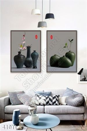 Tranh lụa bình hoa treo tường đẹp