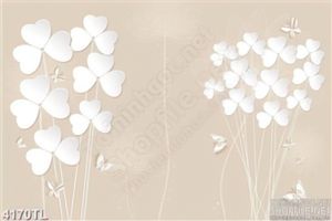Tranh lụa cỏ ba lá trắng