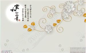 Tranh chữ thư pháp và hoa lụa trắng