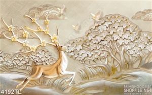 Tranh lụa tuần lộc trong rừng