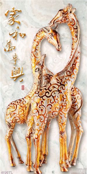 Tranh khổ dọc hươu cao cổ