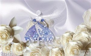 Tranh lụa hoa hồng và nàng tiên 4D