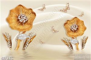 Tranh lụa hoa ngọc vàng và bướm 6D