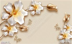 Tranh hoa lan ngọc gold