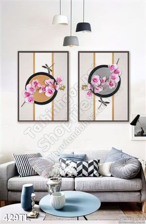 Tranh lụa 3D hoa lan trang trí phòng khách