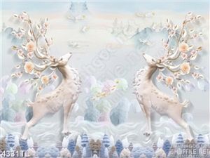 Tranh lụa tuần lộc và mai decor