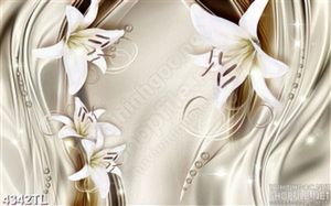 Tranh lụa hoa lily trắng