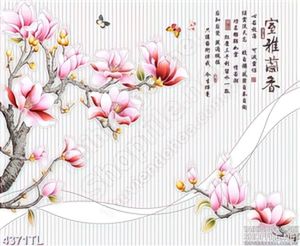 Tranh lụa hoa mộc lan hồng 4D