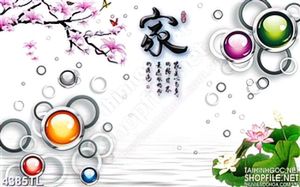 Tranh in tường hoa sen decor hoa đào