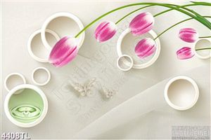 Tranh hoa tulip hồng psd