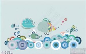 Tranh in uv cá voi hoạt hình