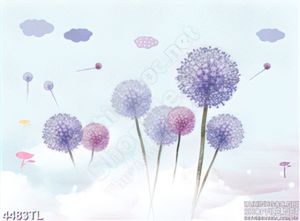 Tranh bồ công anh tím hồng