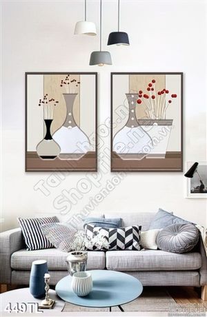 Tranh lụa 3D bình hoa nghệ thuật đẹp