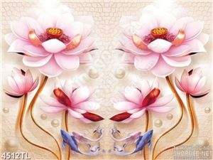 Tranh lụa hoa sen hồng cá koi nhỏ