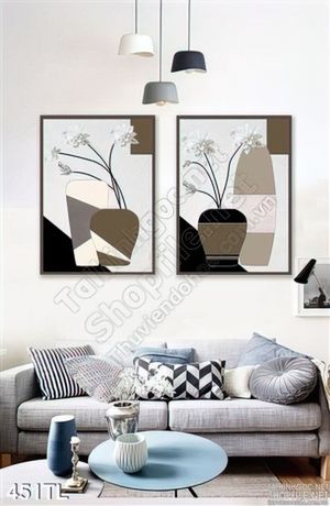 Tranh lụa bình hoa hiện đại treo tường