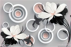 Tranh lụa hoa lan trắng điểm vòng tròn