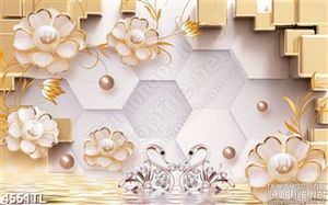 Tranh lụa 3D thiên nga trang sức tinh tế