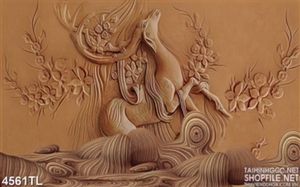 Tranh gỗ tuần lộc điêu khắc