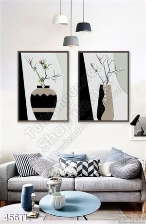 Tranh lụa 3D bình hoa in gạch trang trí