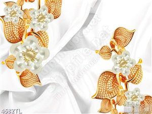 Tranh lụa 3D hoa trang sức vàng