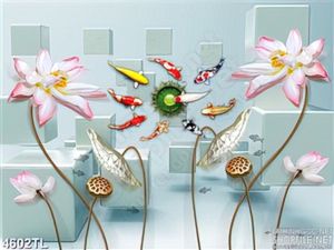 Tranh lụa cá koi hội tụ và sen