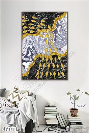 Tranh lụa 3D cá đại dương nghệ thuật