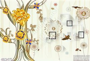 Tranh hoa lụa 3D gold