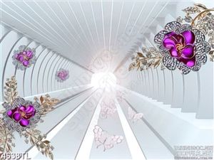 Tranh 3D khối sáng và hoa tím