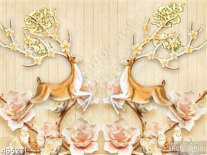 Tranh lụa hươu sao sừng hoa