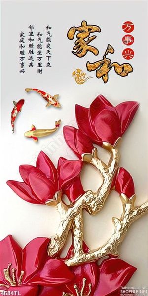 Tranh khổ dọc hoa lụa đỏ đẹp nhất