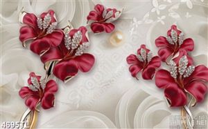 Tranh điểm xuyến hoa lụa đỏ