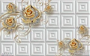 Tranh in gạch hoa hồng gold psd
